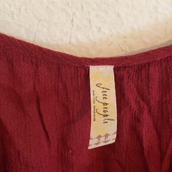 Free People Red Blouse Size Small - Picture 2 of 3
